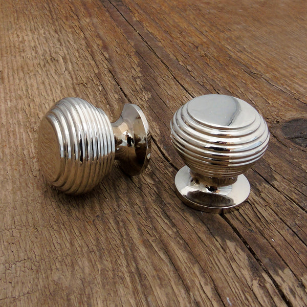 Reeded Beehive Antique Cabinet Kitchen Drawer Knobs Handles Polished Nickel
