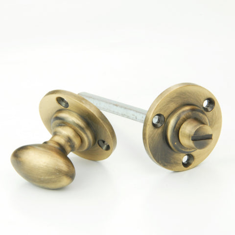 Regency Oval Bathroom Lock Thumb Turn & Release Solid Brass Satin Antique
