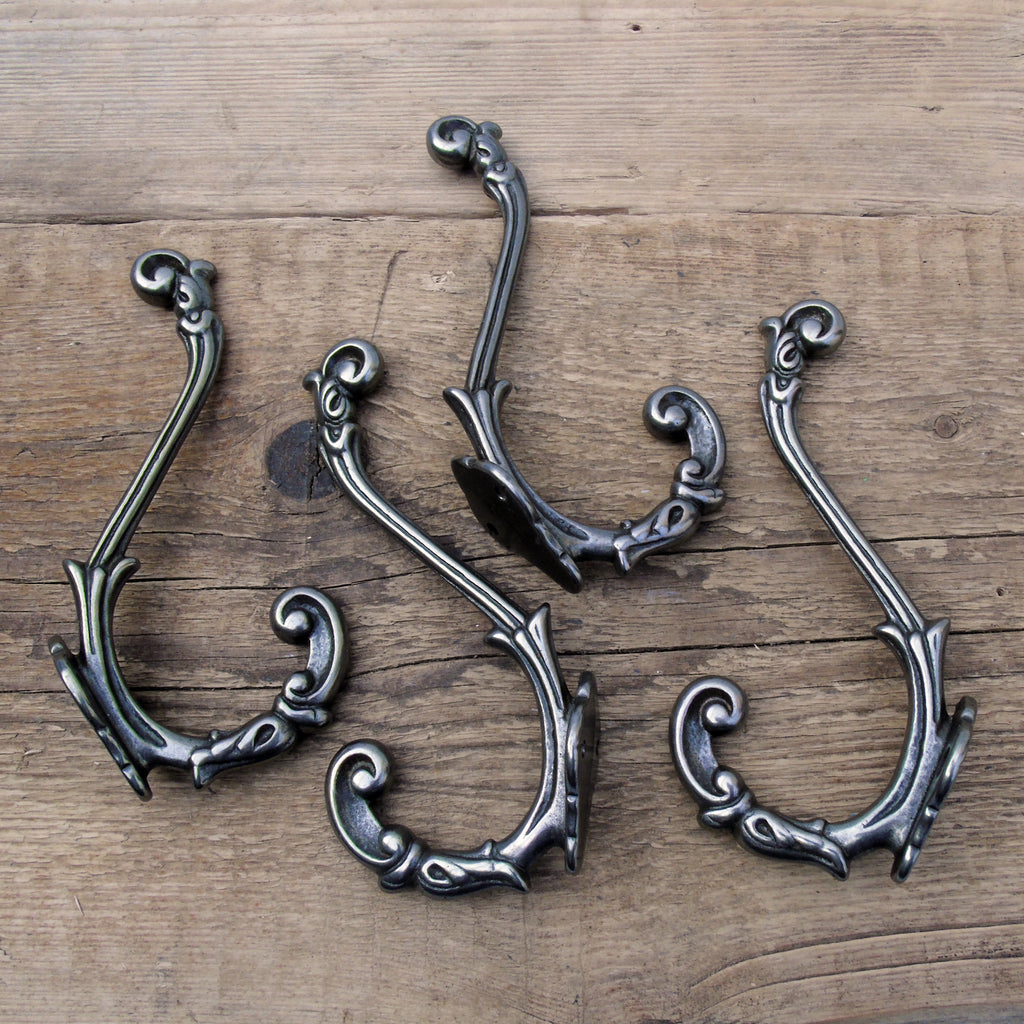 Set of 4 Ornate Vintage Style Cast Iron Double Wall Hooks – JonesandGrey