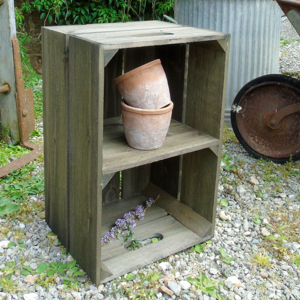 Rustic Fruit Box A Vintage Style Rustic Wooden Apple Fruit Crate Bushel Box with Shelf ...