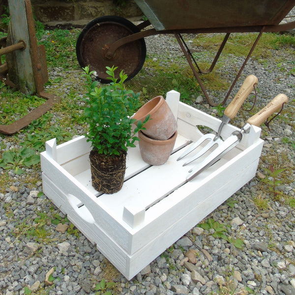 White Wooden Garden Potting Shed Planting Tray Crate Trug Storage