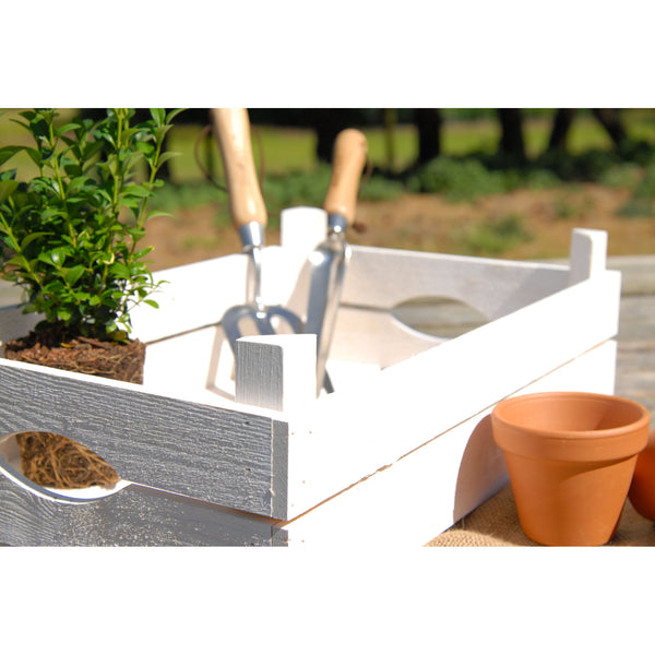 White Wooden Garden Potting Shed Planting Tray Crate Trug Storage
