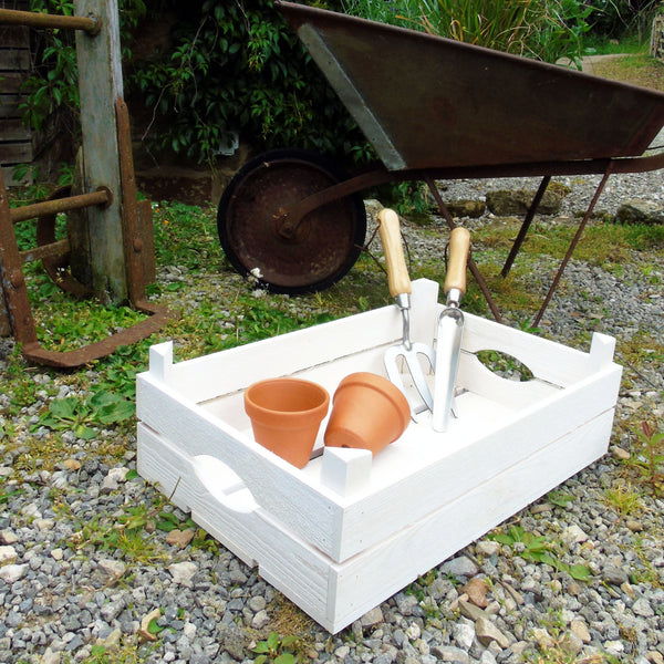 White Wooden Garden Potting Shed Planting Tray Crate Trug Storage