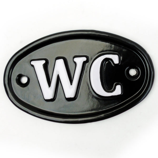 A Vintage Style WC Toilets Cast Metal Sign Black & White