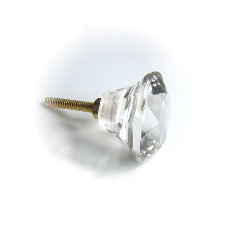 Glass Faceted Knob  - Clear Crystal