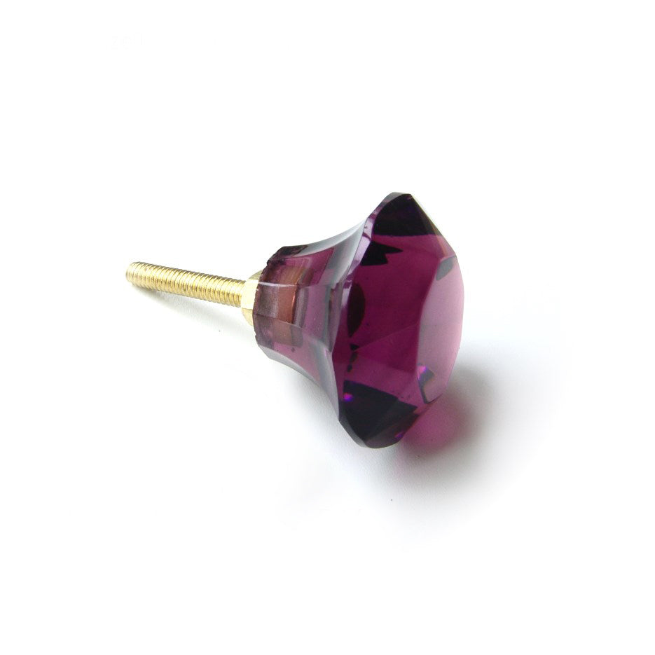 Glass Faceted Knob  - Antique Purple