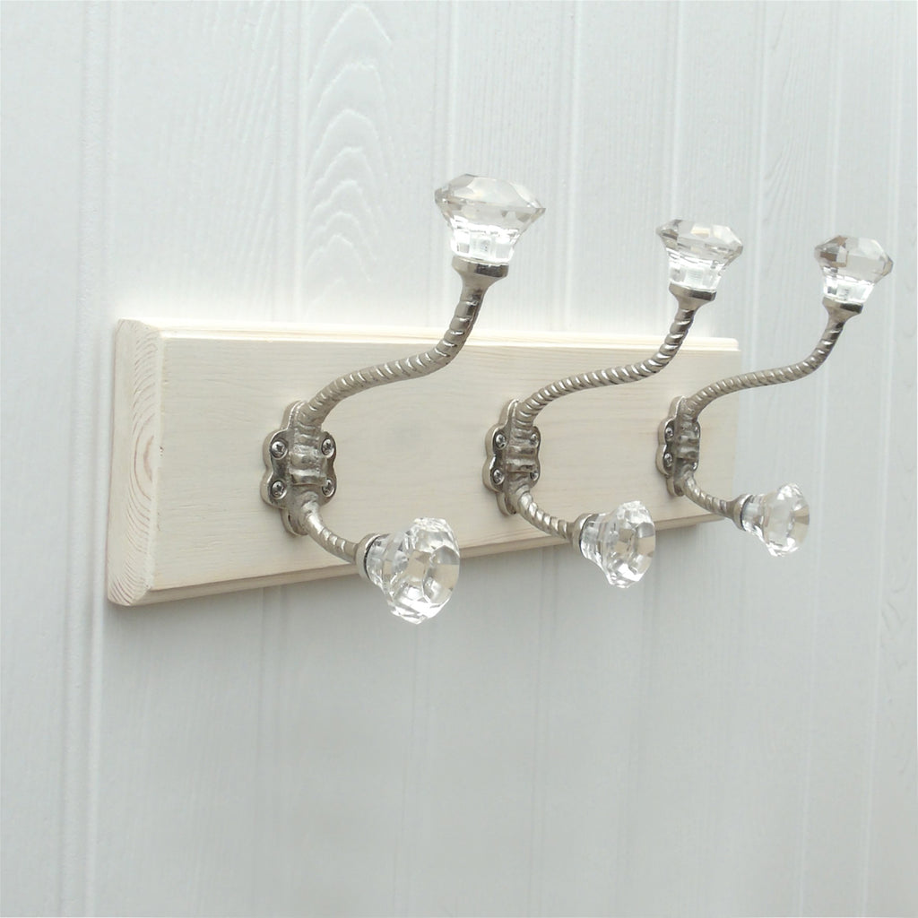 A Vintage Style Wooden Wall Storage Hook Coat Rack with Clear