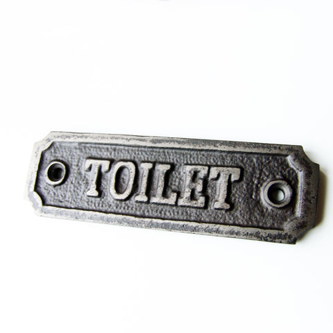 Vintage Style Cast Iron Metal Toilet Sign